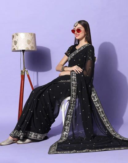 Black Embroidery Saree | Leemboodi