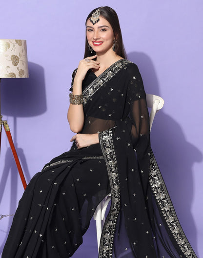 Black Embroidery Saree | Leemboodi
