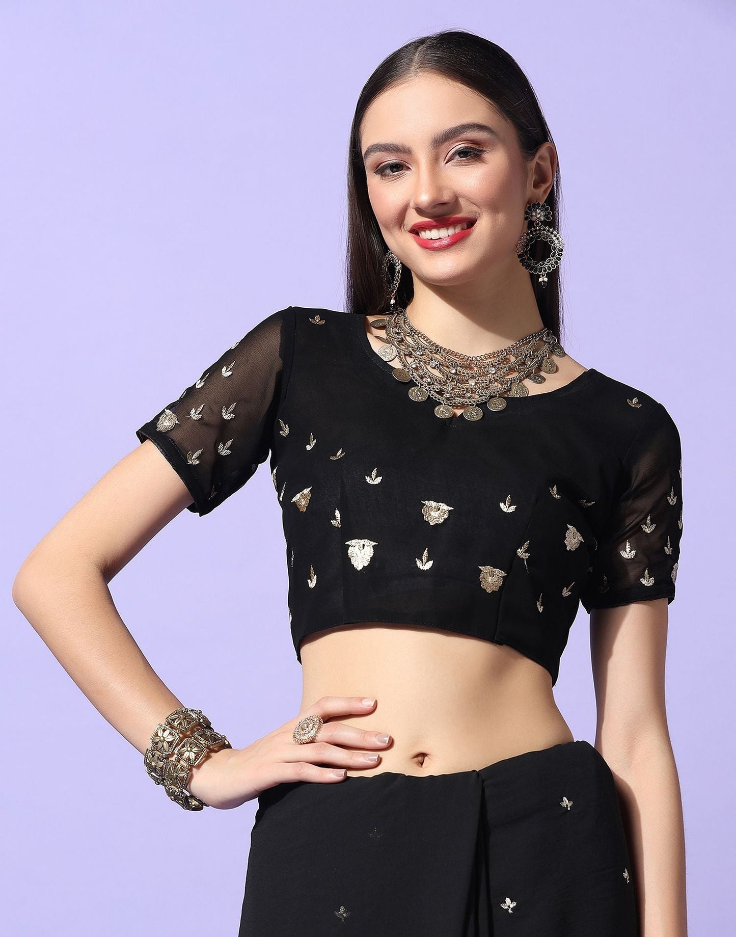 Black Embroidery Saree | Leemboodi