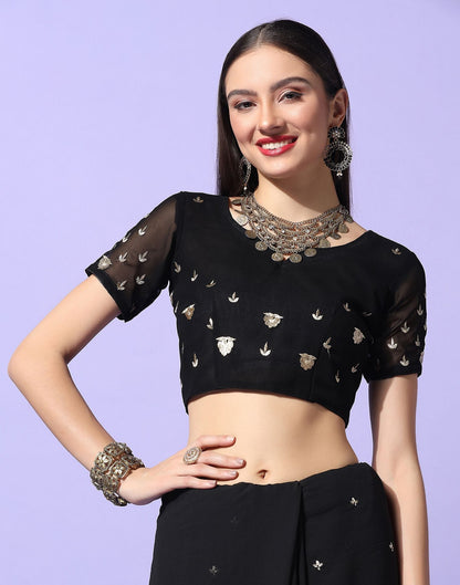 Black Embroidery Saree | Leemboodi
