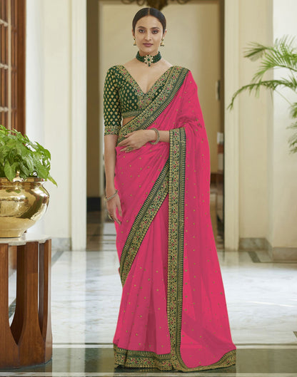 Pink Silk Embroidery Saree | Leemboodi