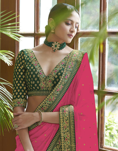 Pink Silk Embroidery Saree | Leemboodi