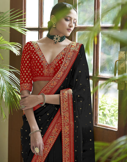 Black Silk Embroidery Saree | Leemboodi