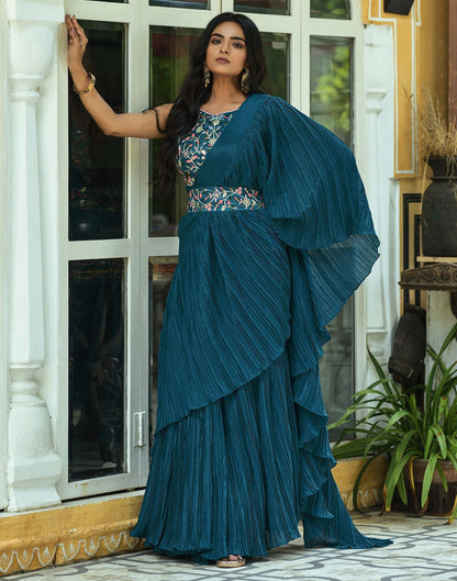 Still Blue Plain Saree | Leemboodi