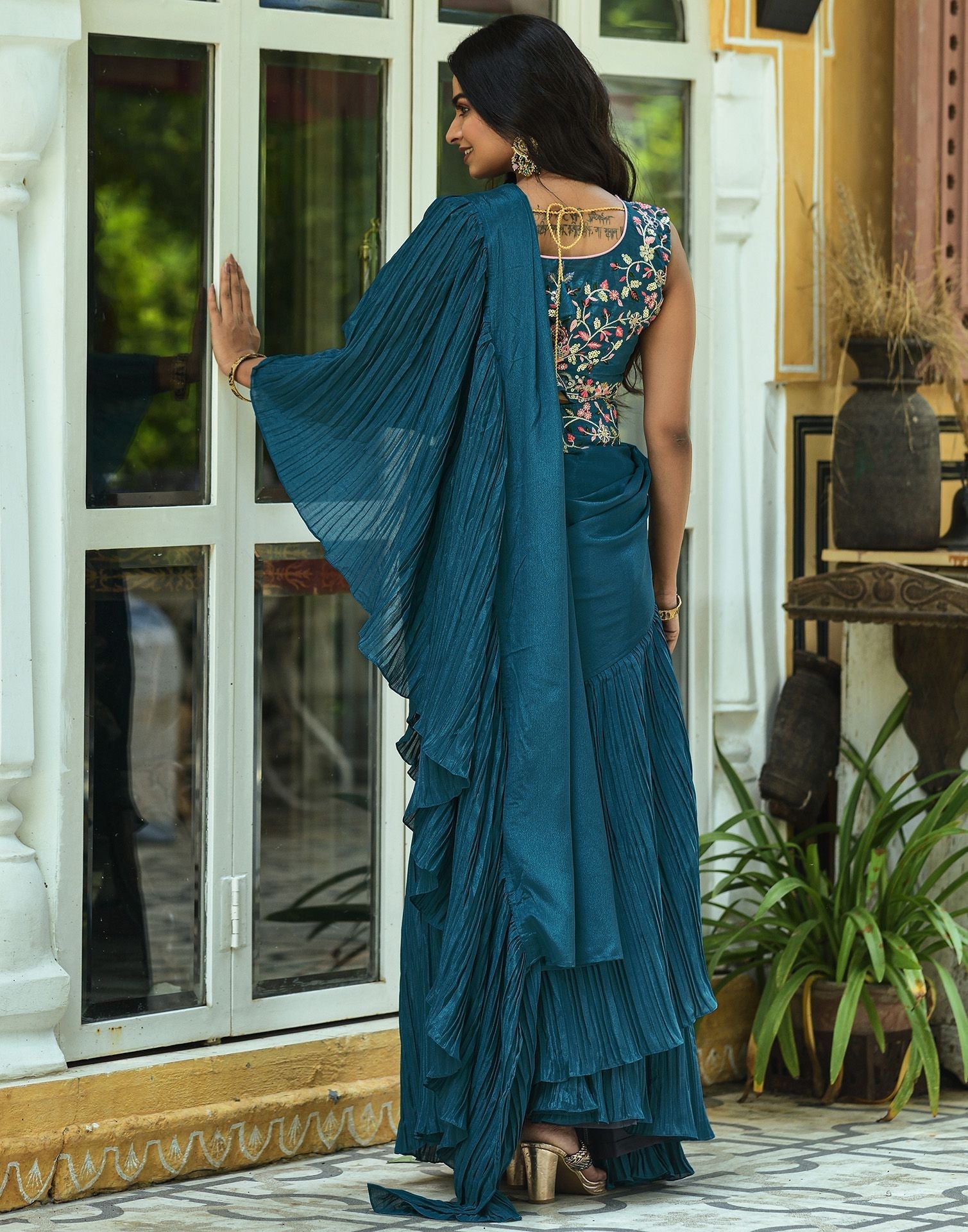 Still Blue Plain Saree | Leemboodi