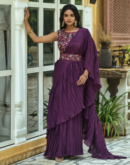 Wine Plain Saree | Leemboodi