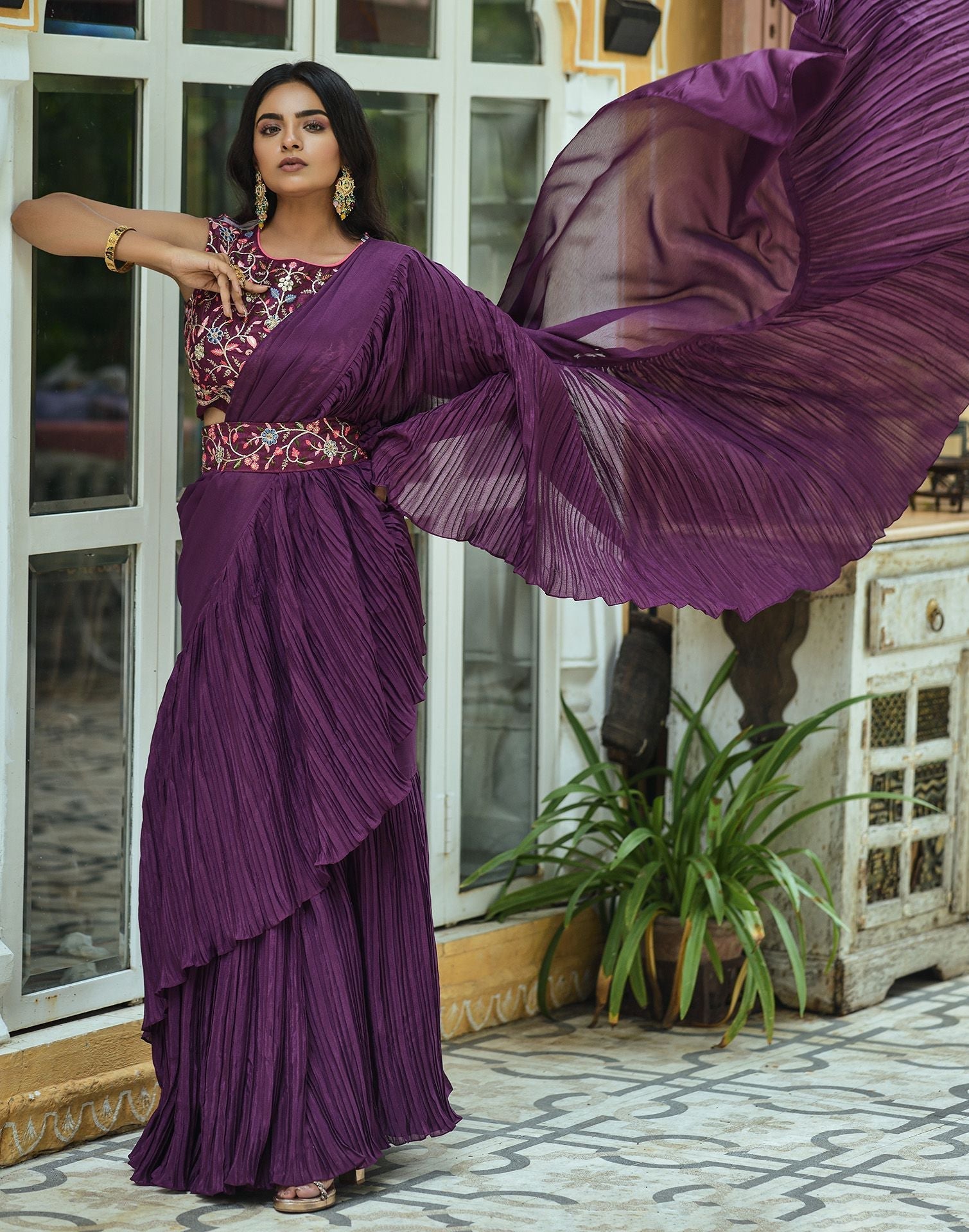 Wine Plain Saree | Leemboodi