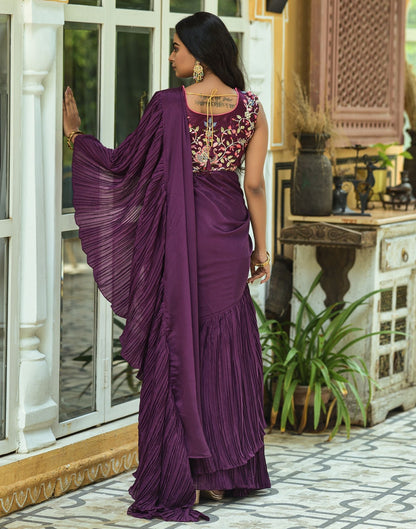 Wine Plain Saree | Leemboodi