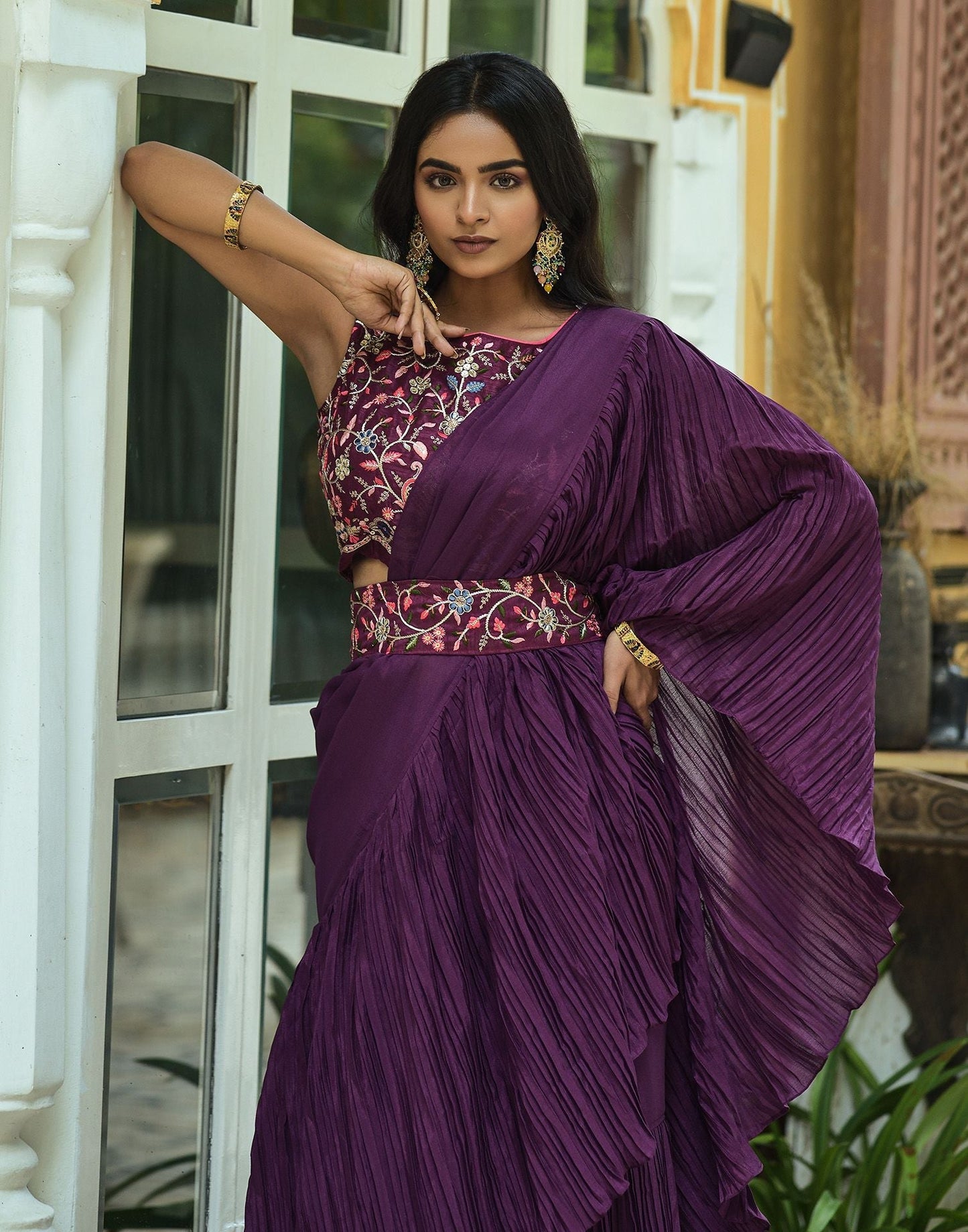 Wine Plain Saree | Leemboodi