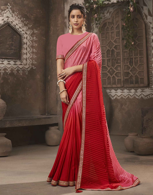 Red Plain Saree | Leemboodi