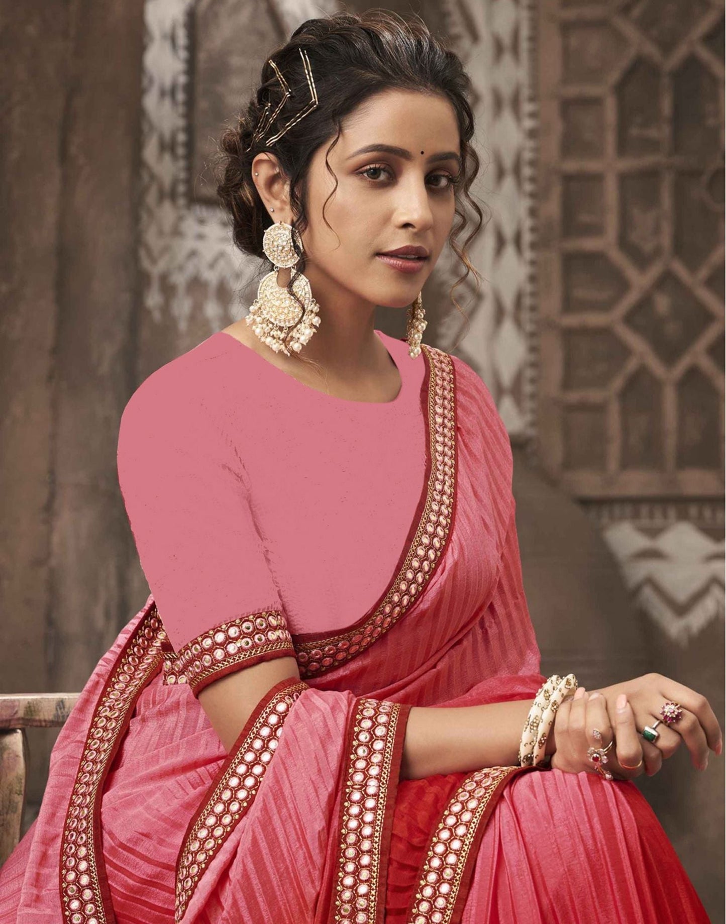 Red Plain Saree | Leemboodi