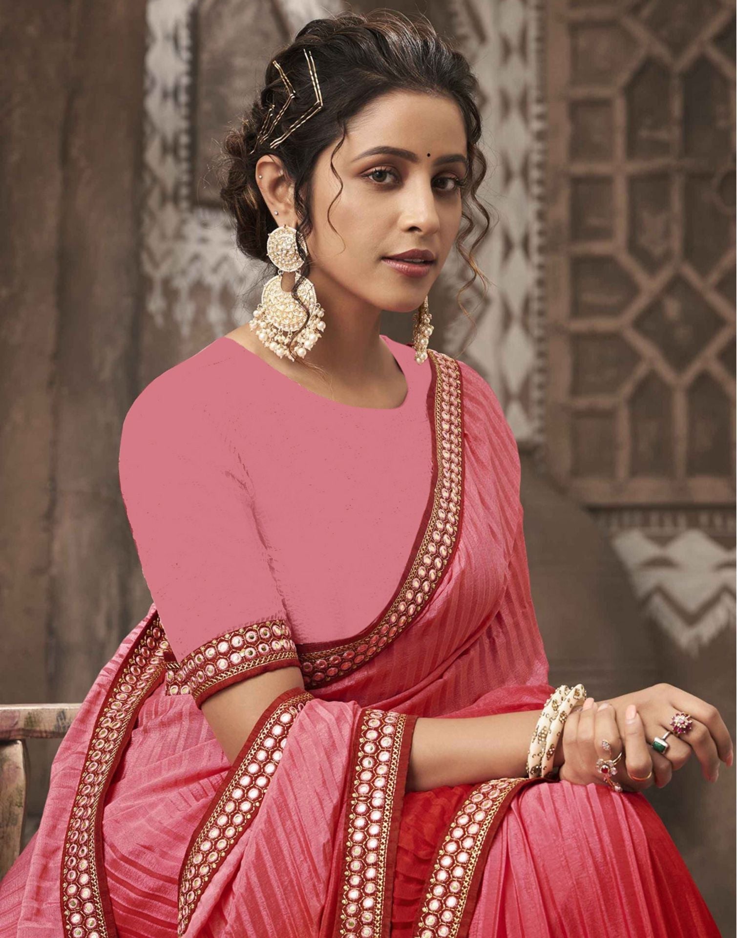 Red Plain Saree | Leemboodi