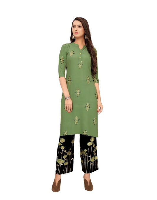 Green Printed Rayon Kurti | Sudathi