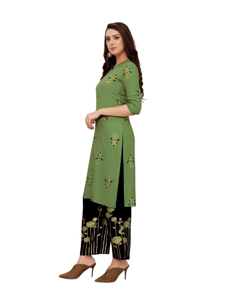 Green Printed Rayon Kurti | Sudathi