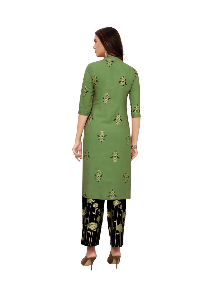Green Printed Rayon Kurti | Sudathi
