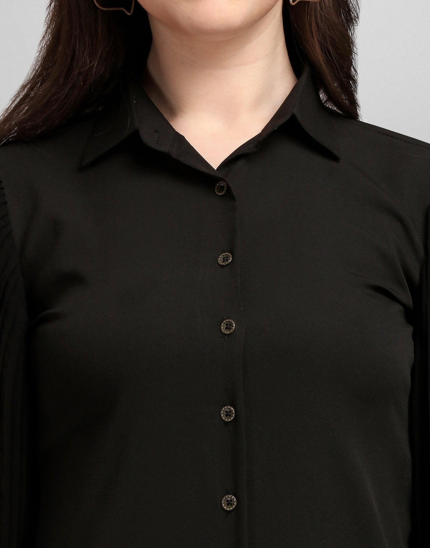 Black Pleated Sleeve Shirt | Sudathi