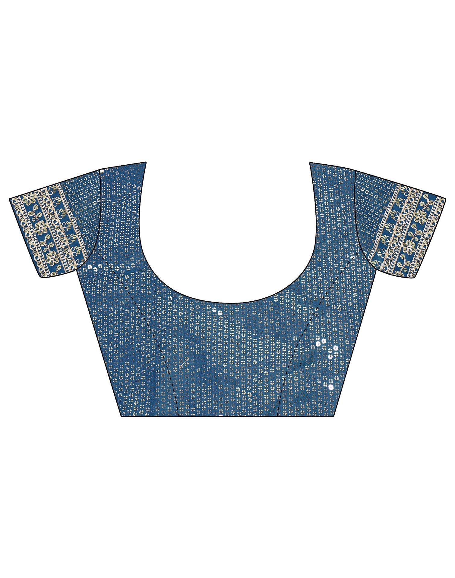 Teal Blue Printed Saree | Leemboodi