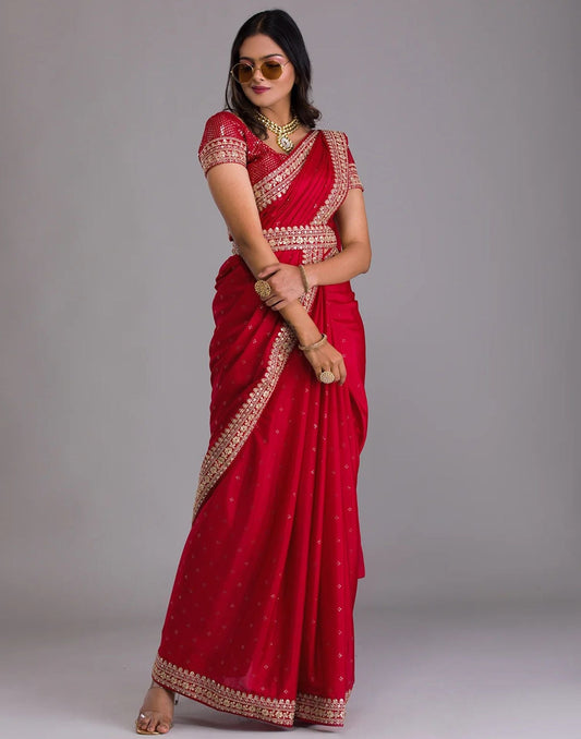 Red Printed Saree | Leemboodi