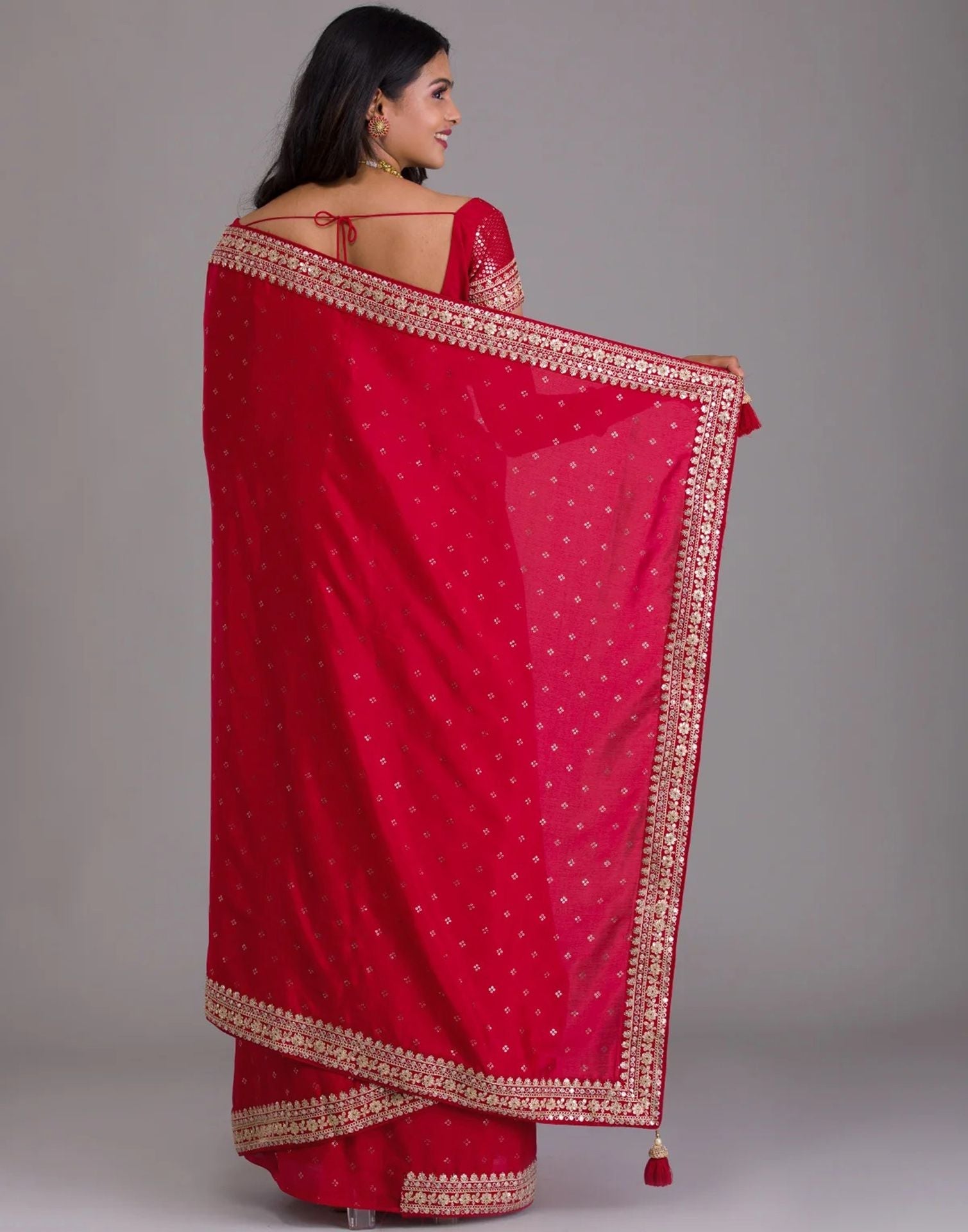 Red Printed Saree | Leemboodi