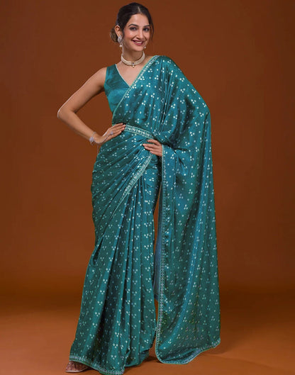 Rama Blue Silk Bandhani Saree | Leemboodi
