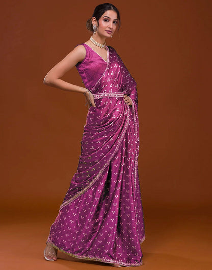 Magenta Silk Bandhani Saree | Leemboodi
