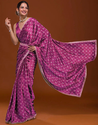 Magenta Silk Bandhani Saree | Leemboodi