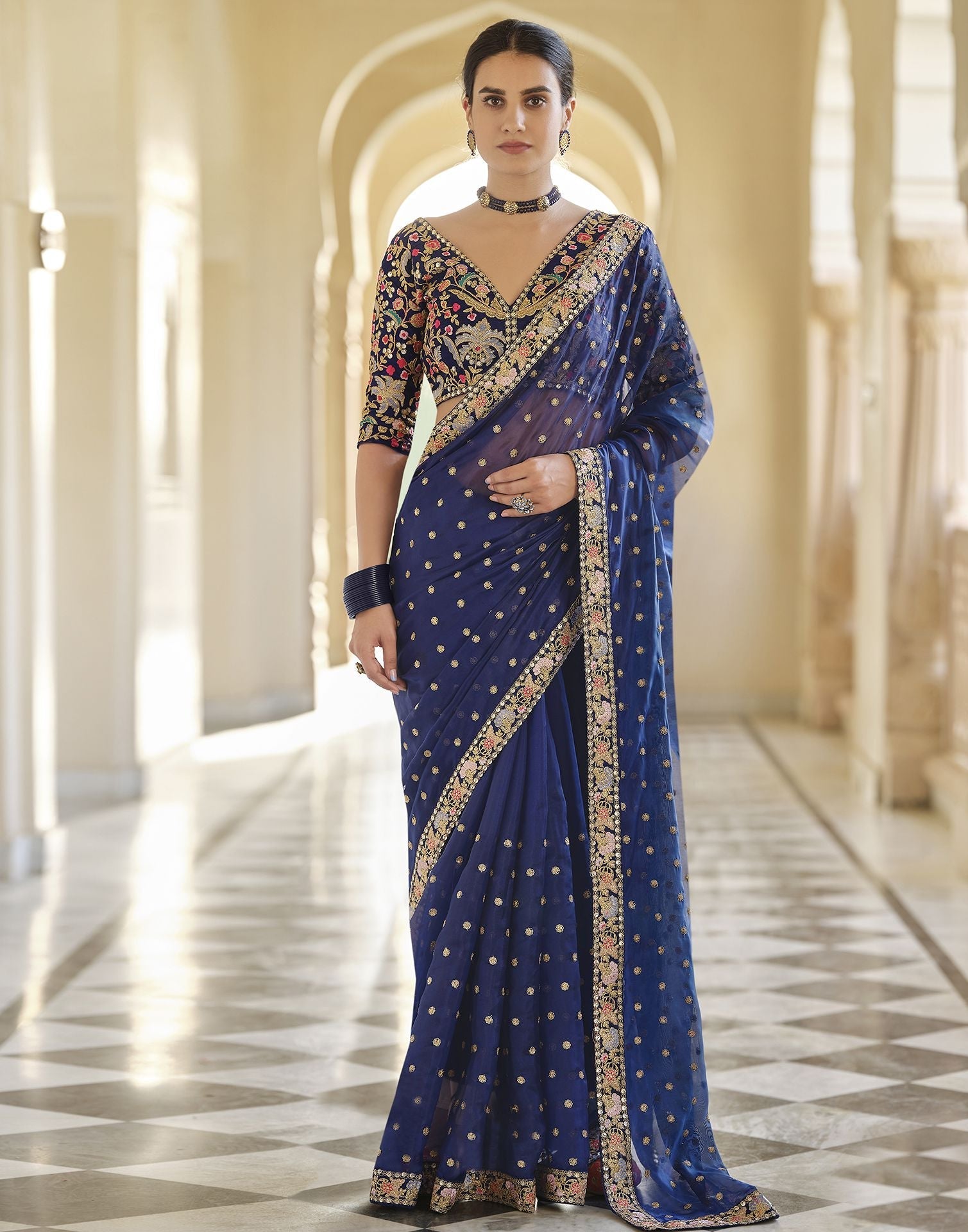 Blue Sequence Saree | Leemboodi