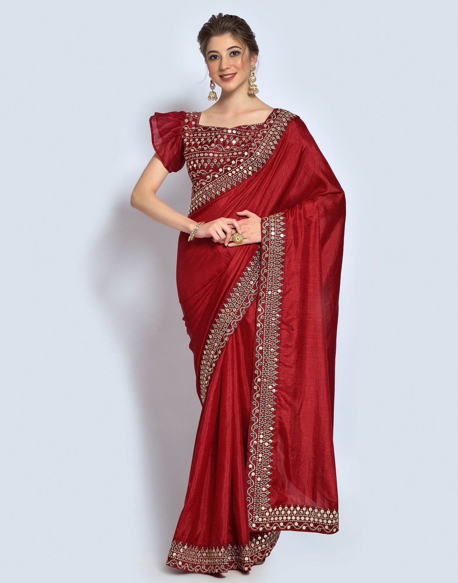 Maroon Silk Saree | Leemboodi