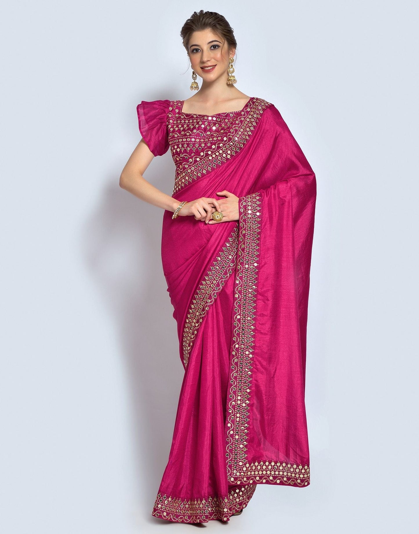 Rani Pink Silk Saree | Leemboodi