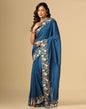 Navy Blue Vichitra Embroidery Saree | Leemboodi