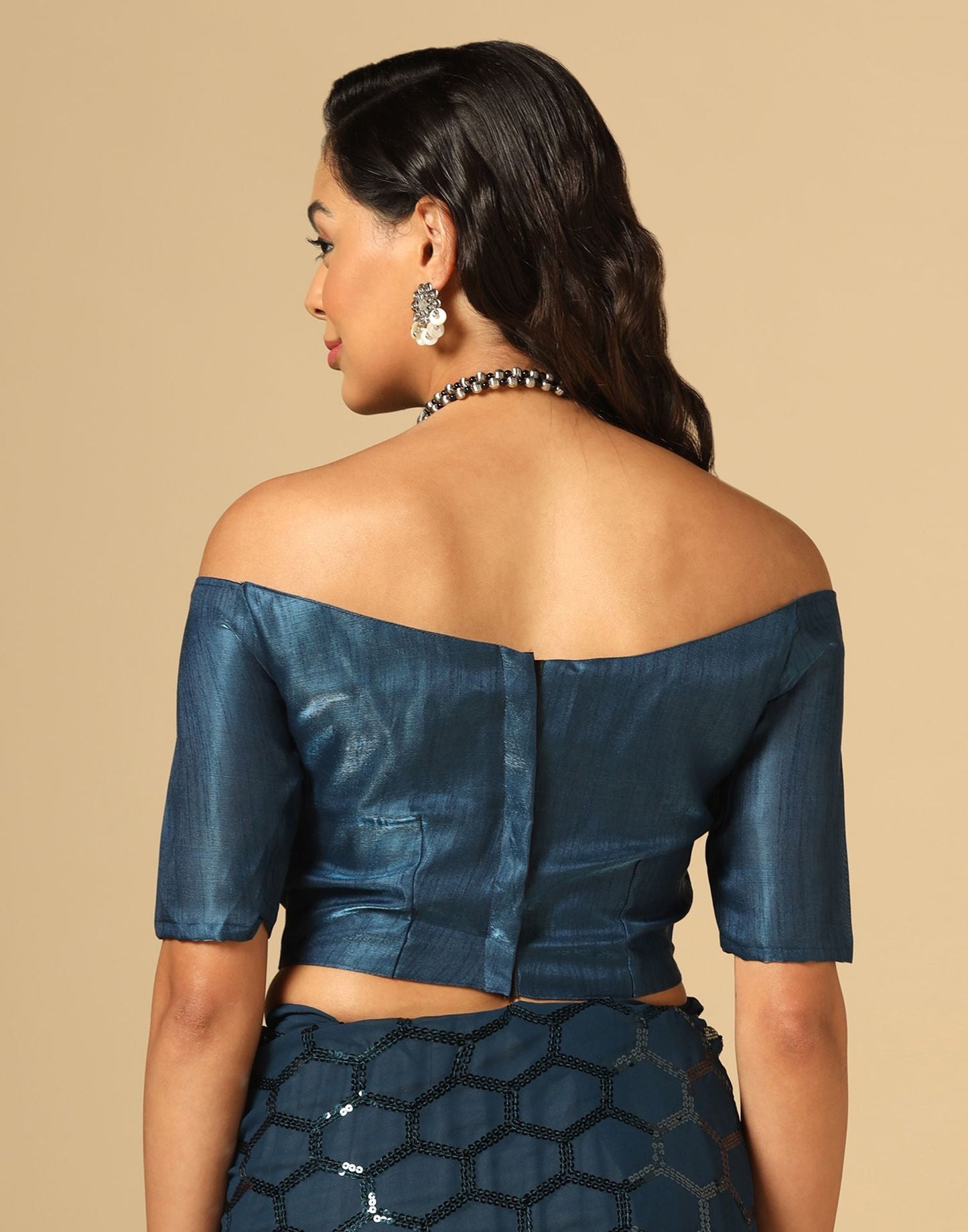 Teal Blue Sequence Saree | Leemboodi