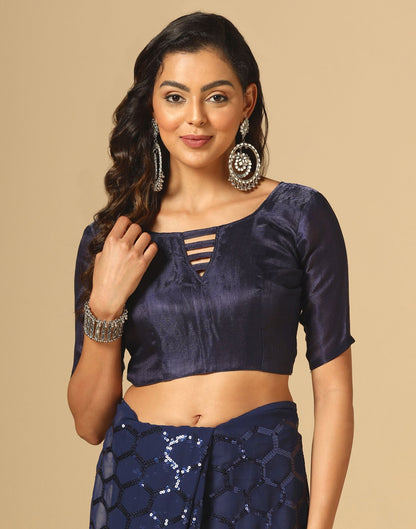 Navy Blue Sequence Saree | Leemboodi