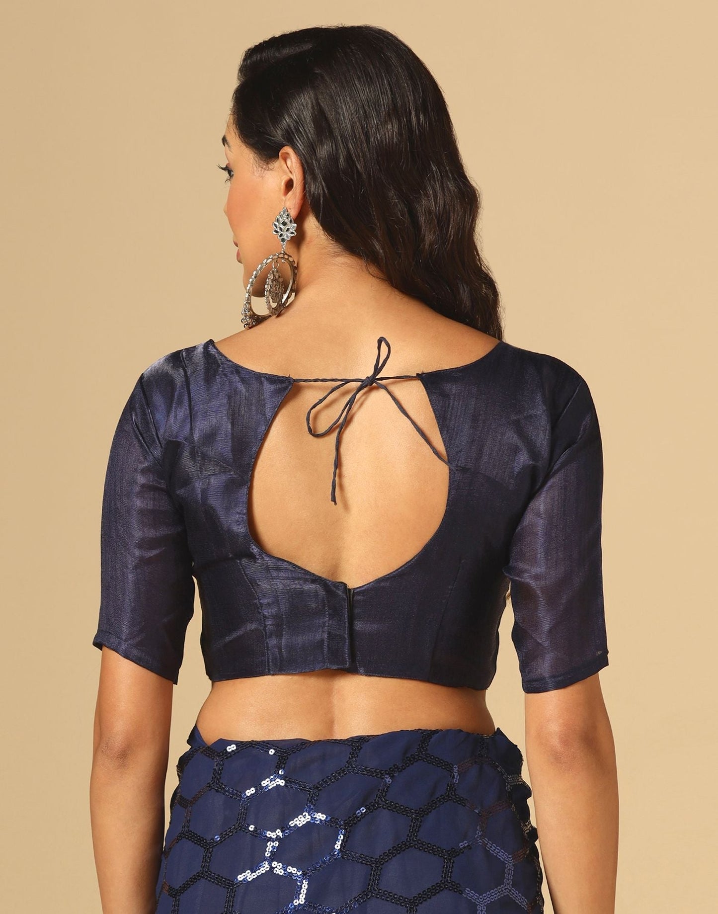 Navy Blue Sequence Saree | Leemboodi