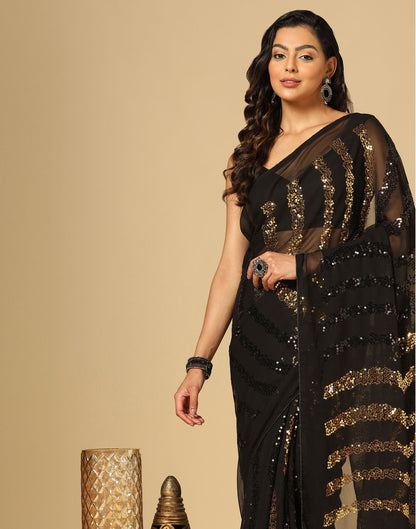 Black Sequence Saree | Leemboodi
