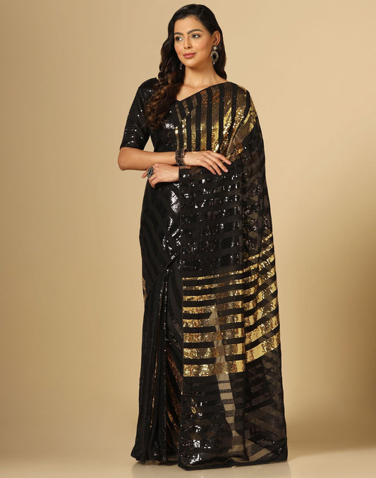 Black Sequence Saree | Leemboodi