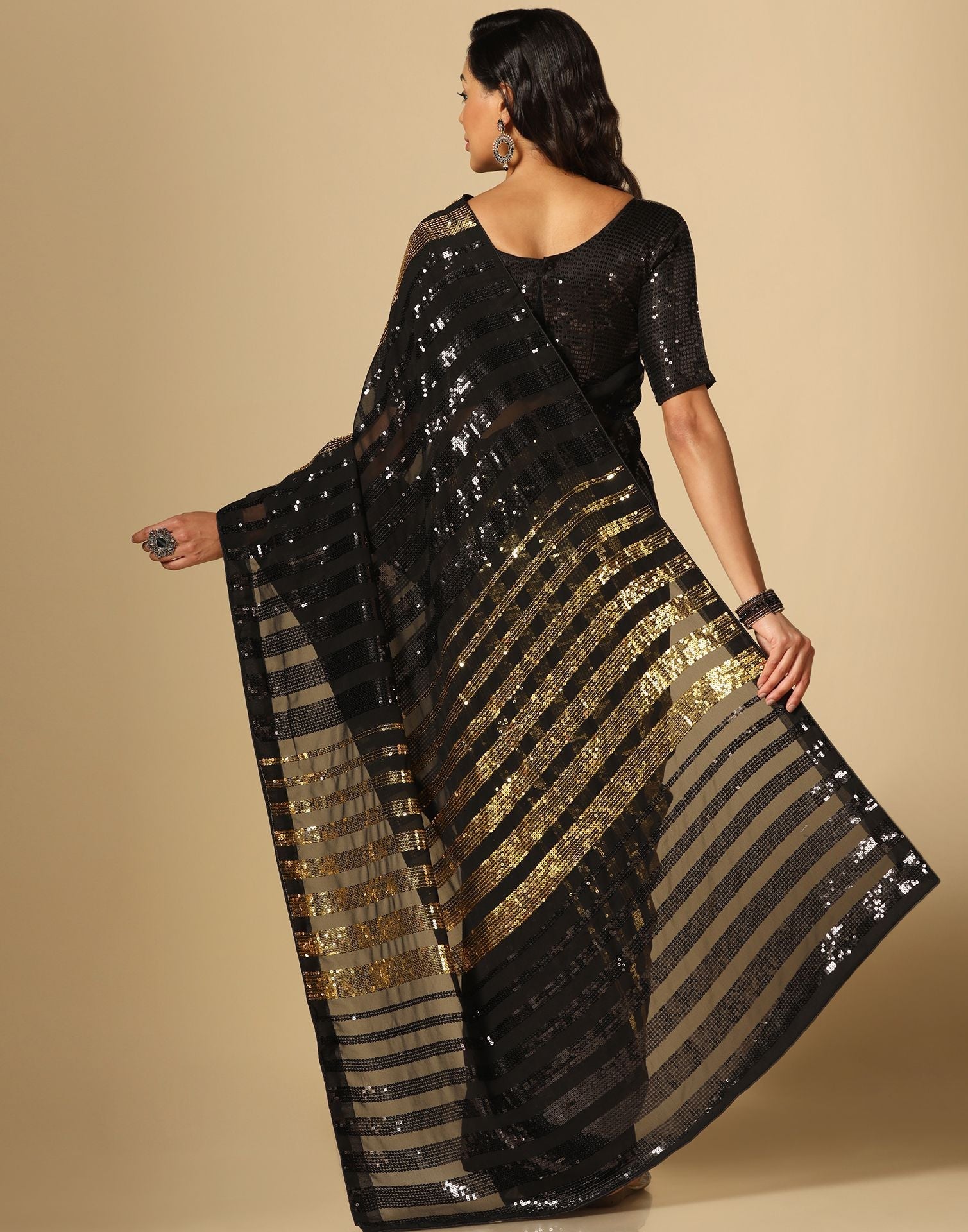 Black Sequence Saree | Leemboodi