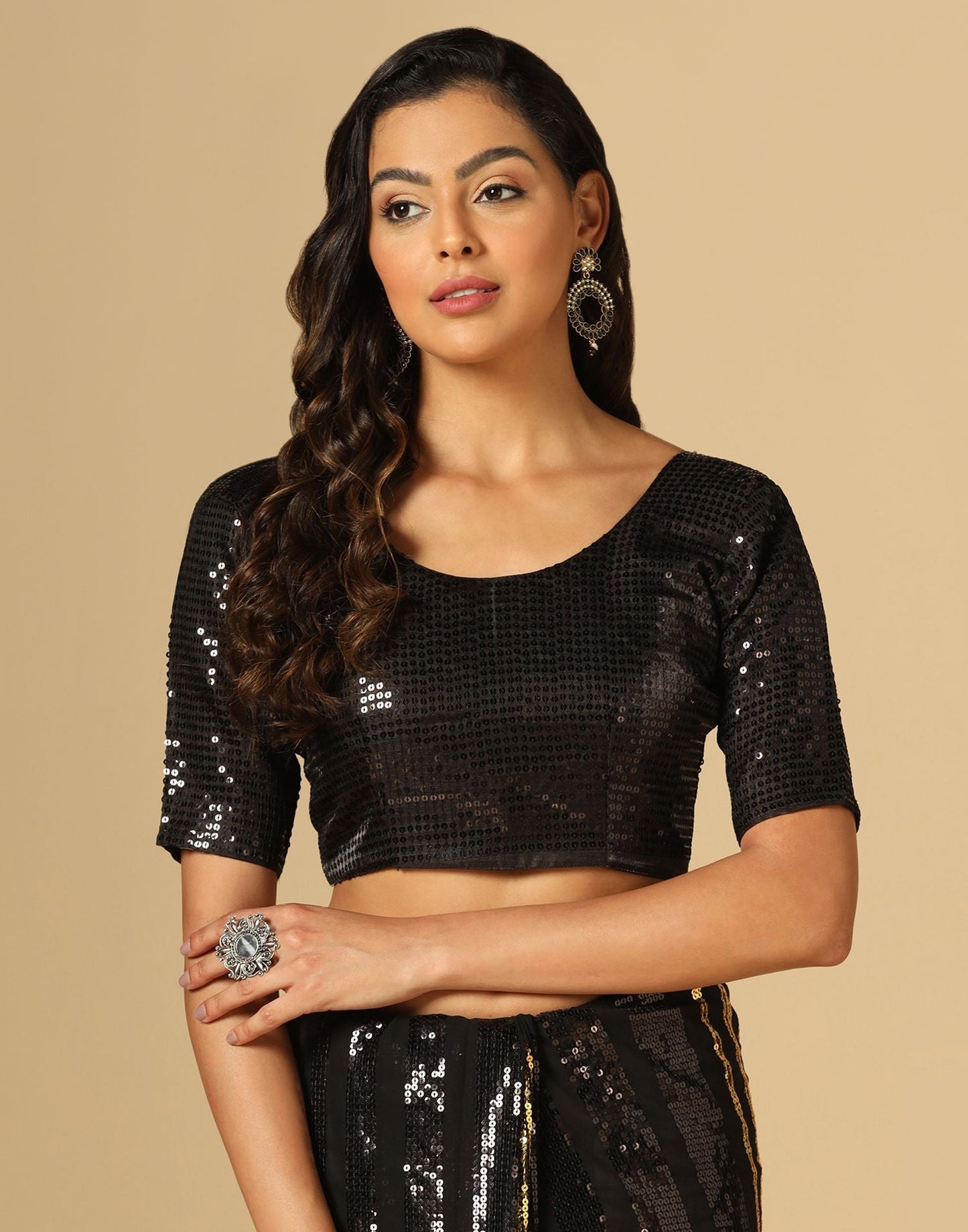 Black Sequence Saree | Leemboodi