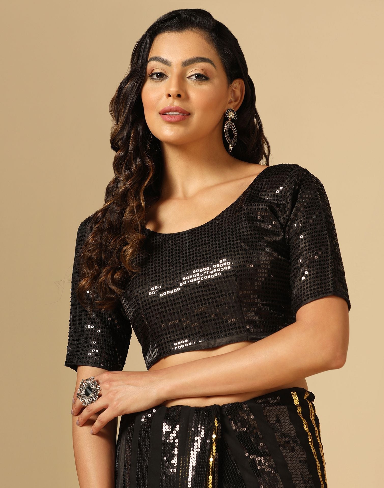 Black Sequence Saree | Leemboodi