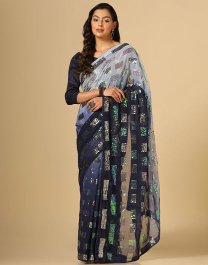 Blue Sequence Saree | Leemboodi