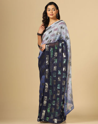 Blue Sequence Saree | Leemboodi