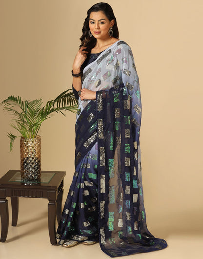Blue Sequence Saree | Leemboodi