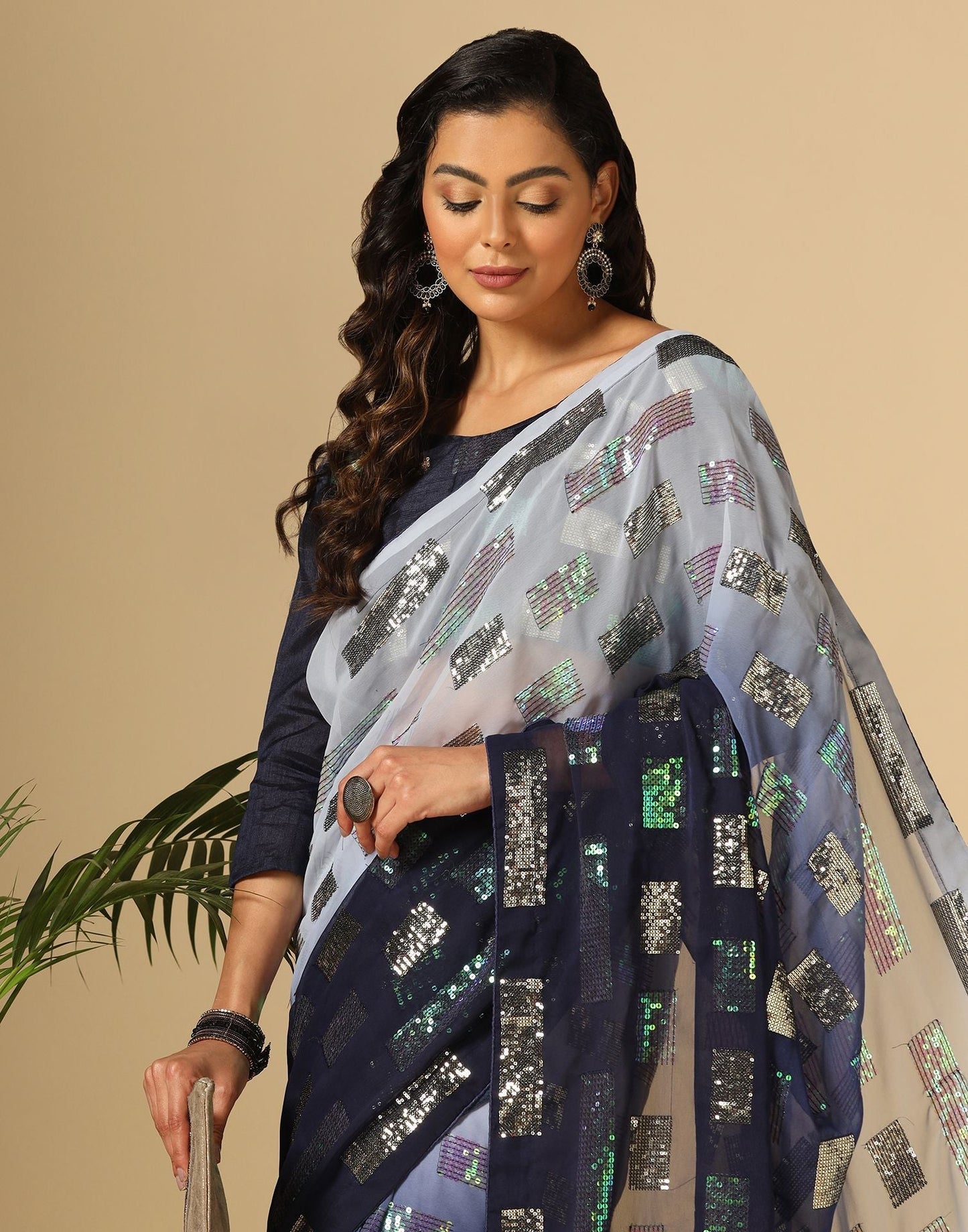 Blue Sequence Saree | Leemboodi