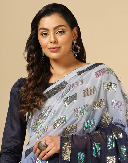Blue Sequence Saree | Leemboodi