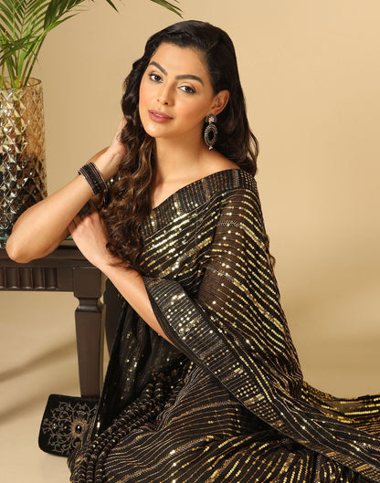 Black Sequence Saree | Leemboodi