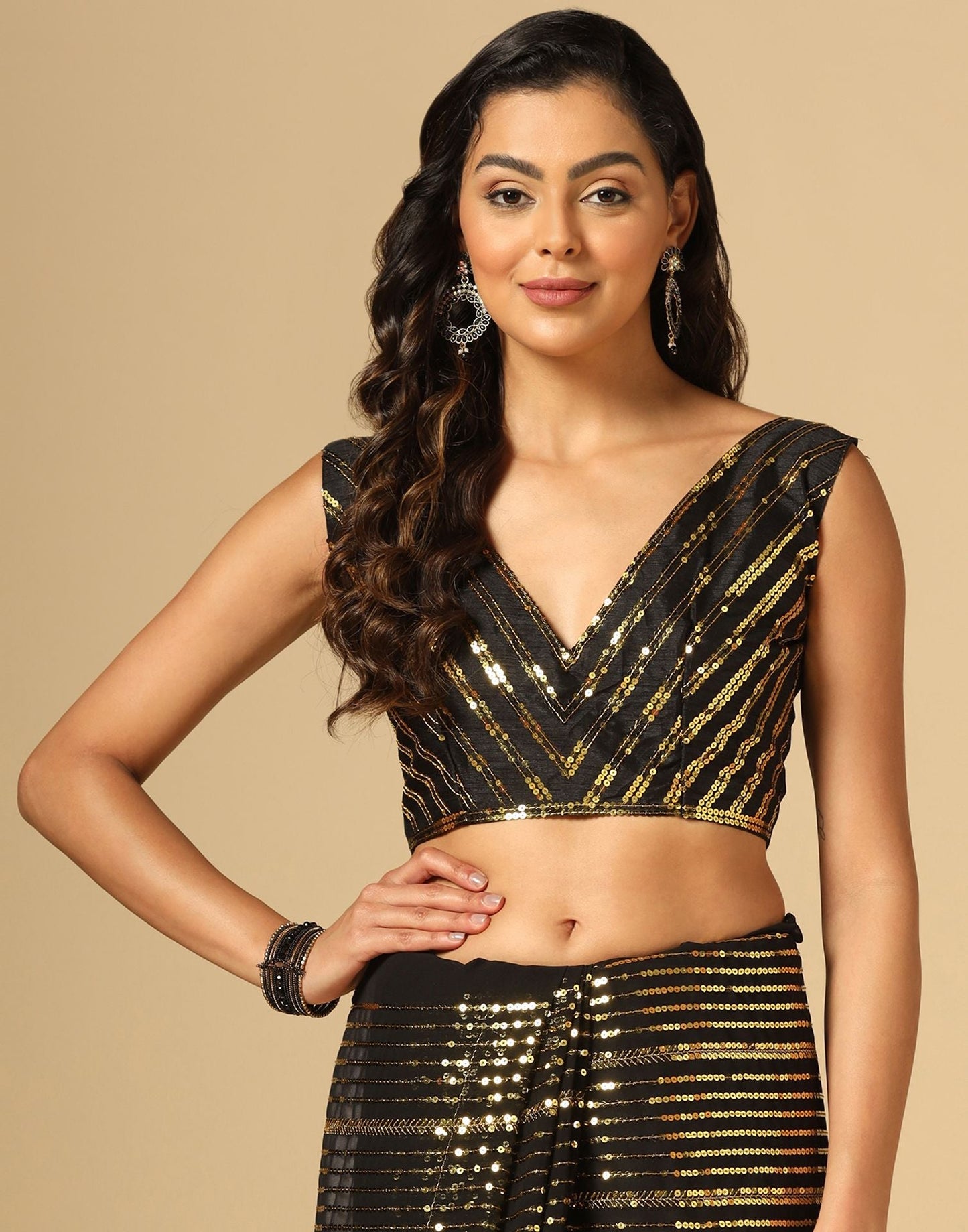 Black Sequence Saree | Leemboodi