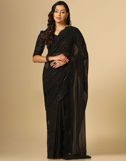 Black Sequence Saree | Leemboodi