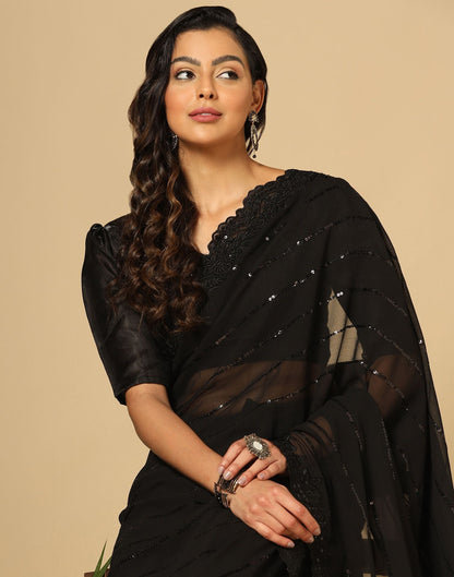 Black Sequence Saree | Leemboodi