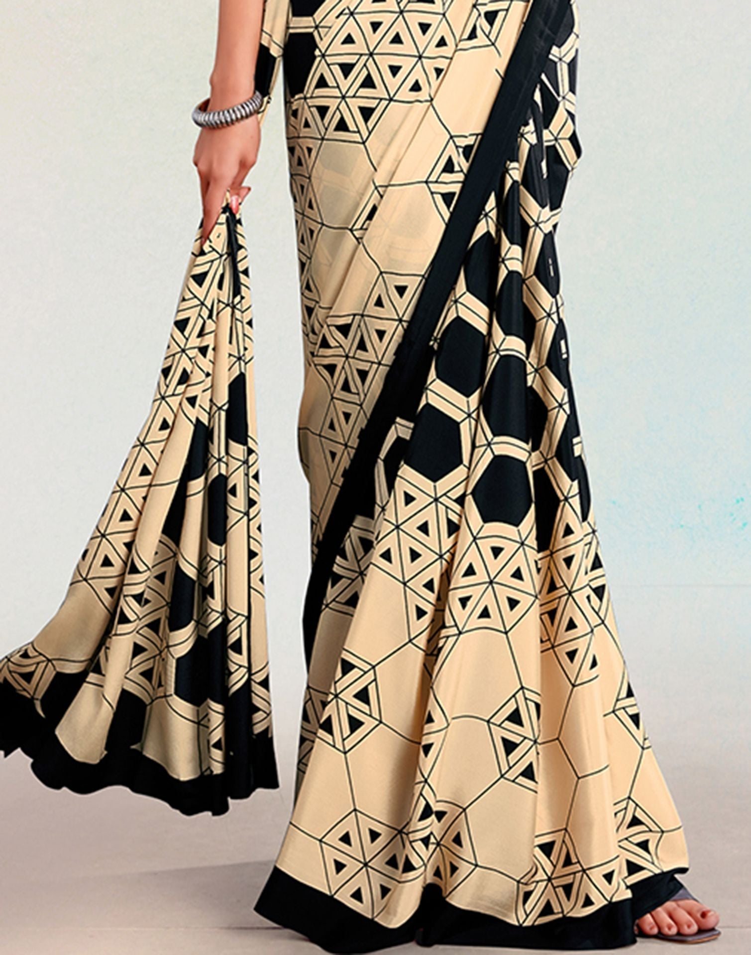 Black Silk Printed Saree | Sudathi