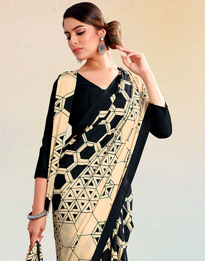 Black Silk Printed Saree | Sudathi