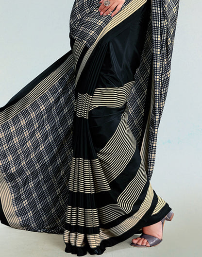 Black Silk Printed Saree | Sudathi